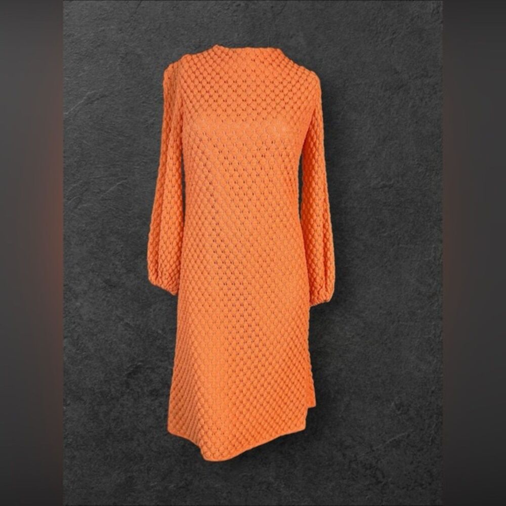 Vintage Sears Fashions Textured Knit Dress – Bright Orange